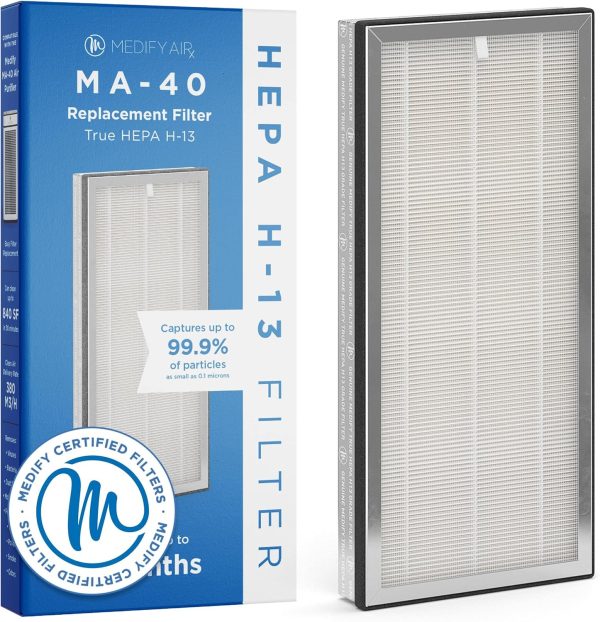 Medify Air MA-40 Genuine Replacement Filter | for Allergens, Wildfire Smoke, Dust, Odors, Pollen, Pet Dander | 3 in 1 with Pre-filter, H13 HEPA, and Activated Carbon | Removal to 0.1 Microns | 1-Pack