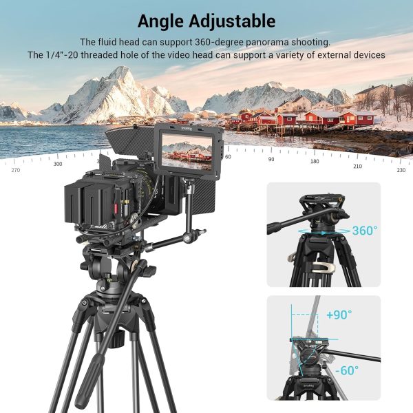SmallRig AD-01 Video Tripod, 73" Heavy Duty Tripod with 360 Degree Fluid Head and Quick Release Plate for DSLR, Camcorder, Cameras 3751 - Image 5